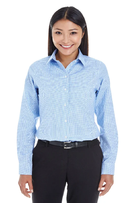 Devon & Jones Womens Crown Woven Collection Wrinkle Resistant Long Sleeve Button Down Shirt - French Blue