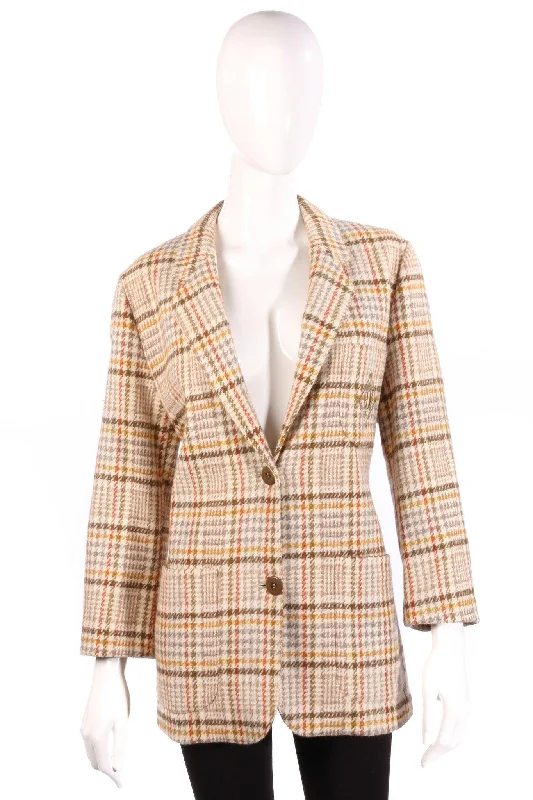 Daniel D Jacket Cream Check Wool. Size 42 (UK14)