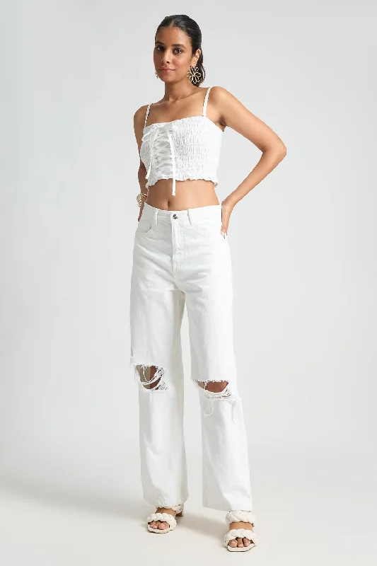 White Cross Strap Top