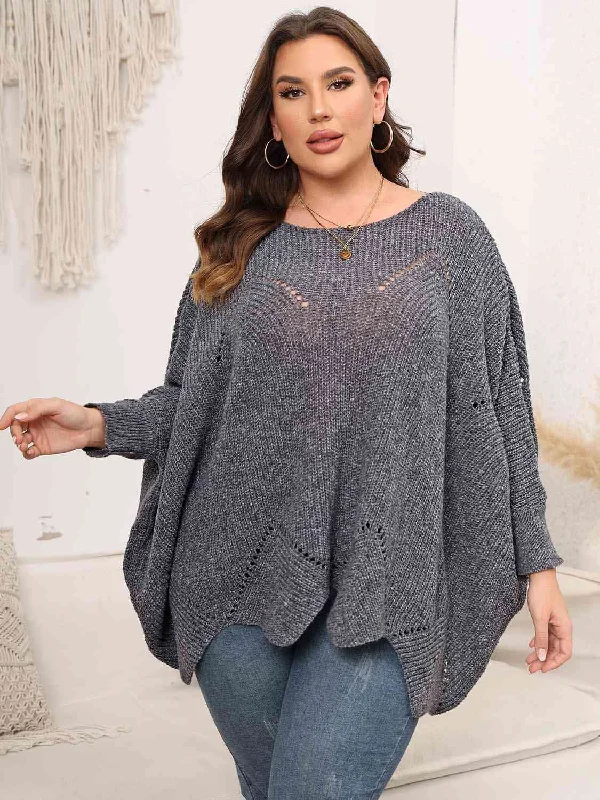 Weekend Bargains to Celebrate Plus Size Round Neck Batwing Sleeve Sweater