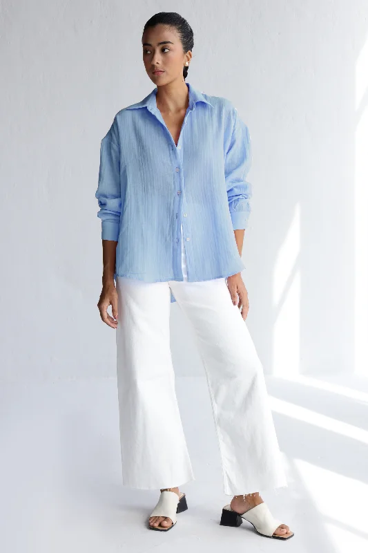 Martina Oversized Shirt : Sea Blue