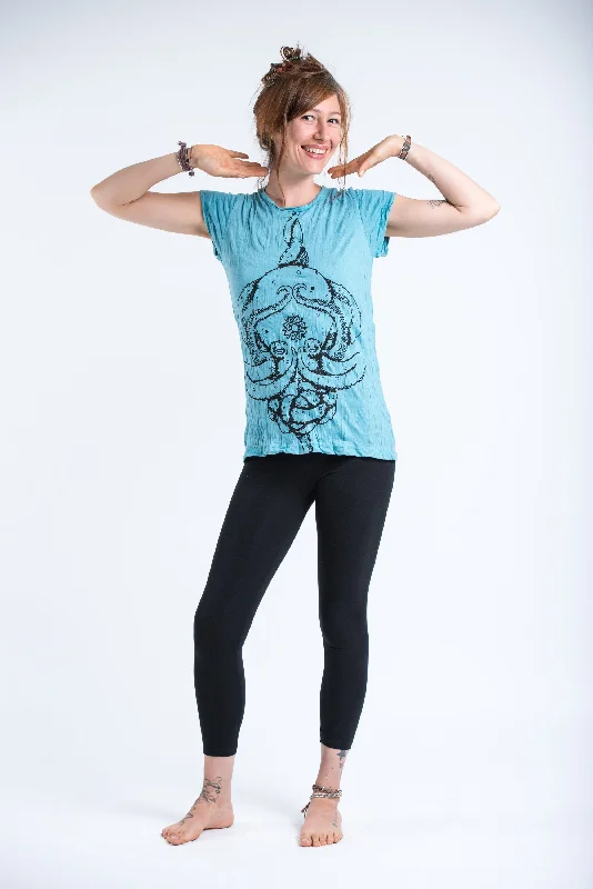 Womens Octopus Mandala T-Shirt in Turquoise