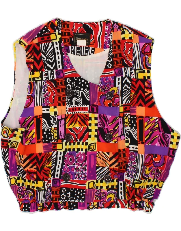 VINTAGE Womens Gilet UK 16 Large  Multicoloured Patchwork Polyester