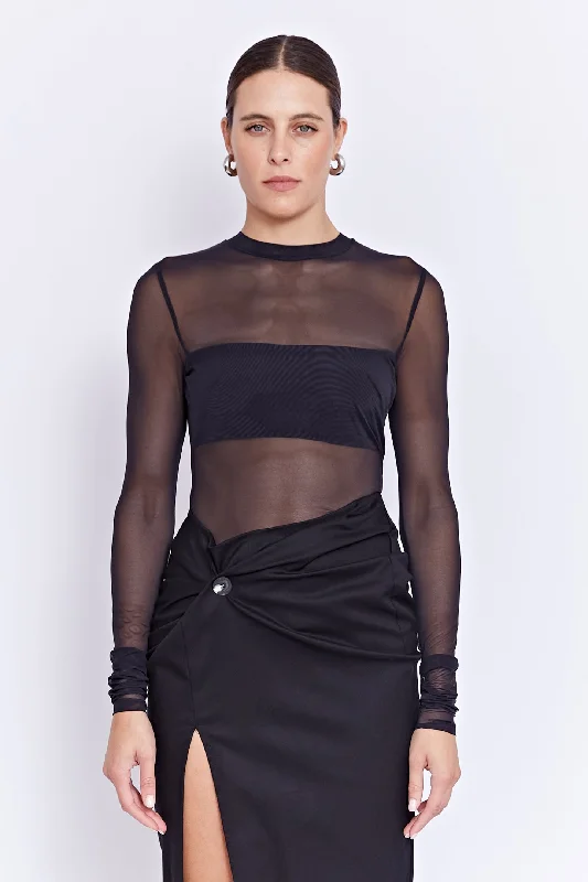 ADELLA MESH TOP | BLACK