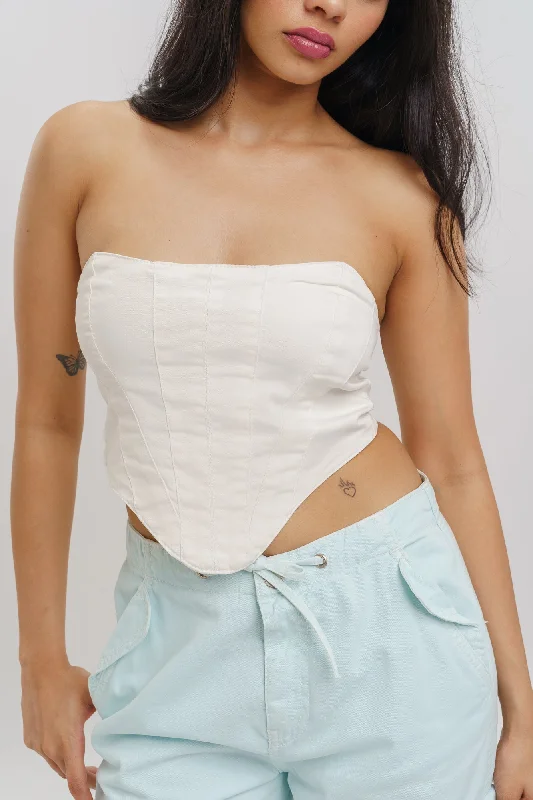 White Seamplay Bustier Top