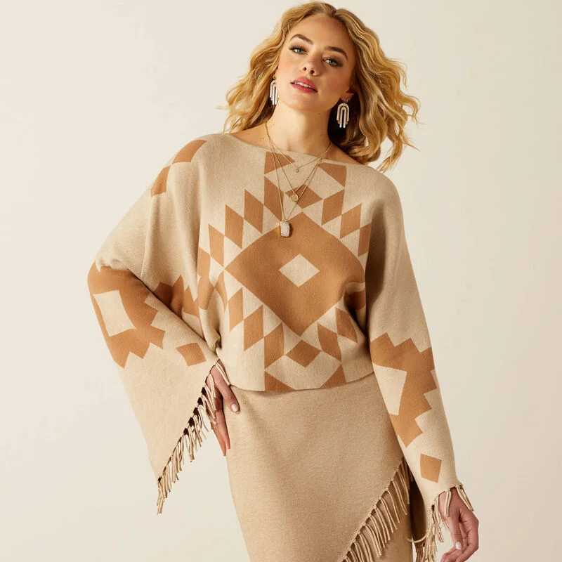 Weekend Offers That Excite Ariat Women’s Sunset Chic Sweater Poncho in Southwest Oatmeal & Tannin