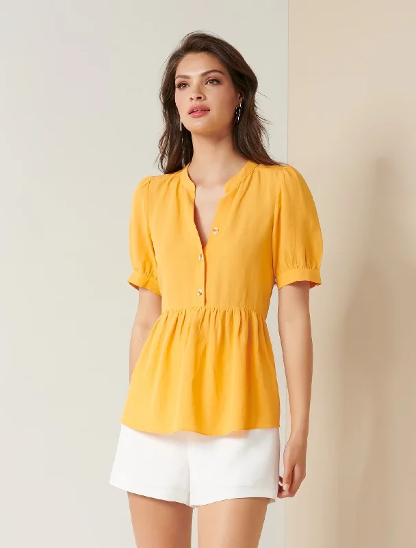 Cheryl Button Through Smock Blouse