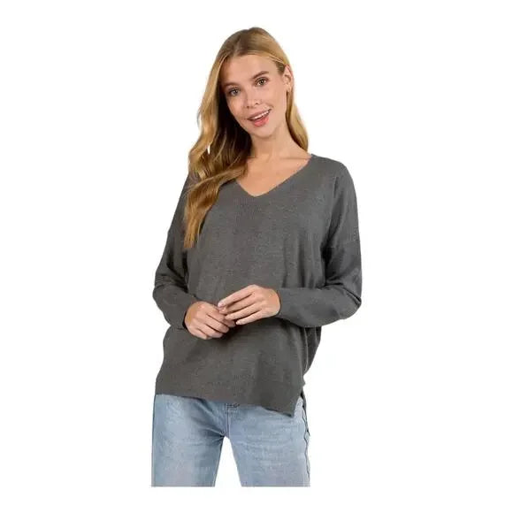 Charcoal V Neck Sweater