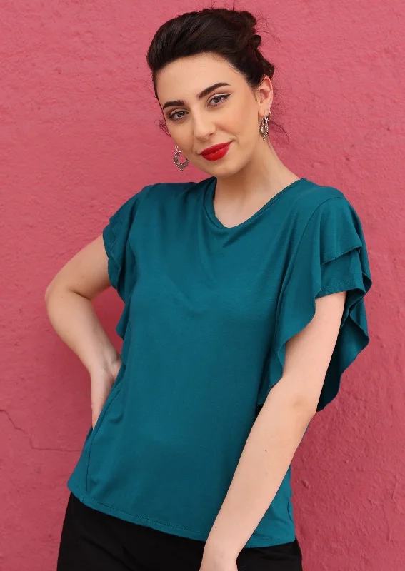 Ruffle Tee Teal