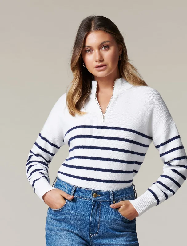 Blake Zip Stripe Knit Jumper