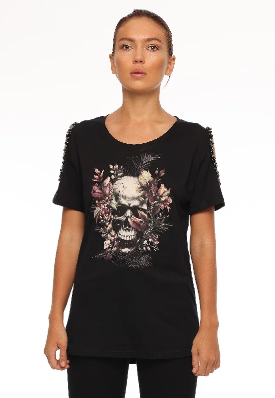 BOTANICAL SKULL T-SHIRT BLACK