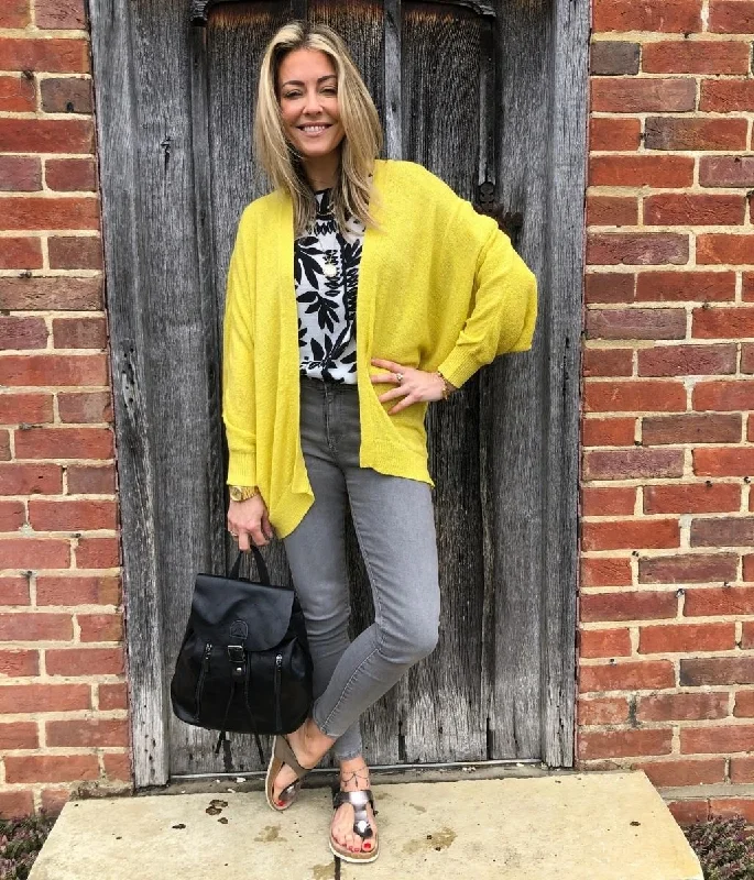 Yellow Open Batwing Cardigan