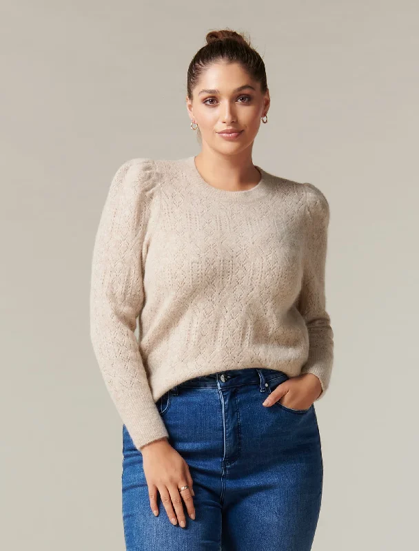 Luna Curve Puff Sleeve Knit Jumper