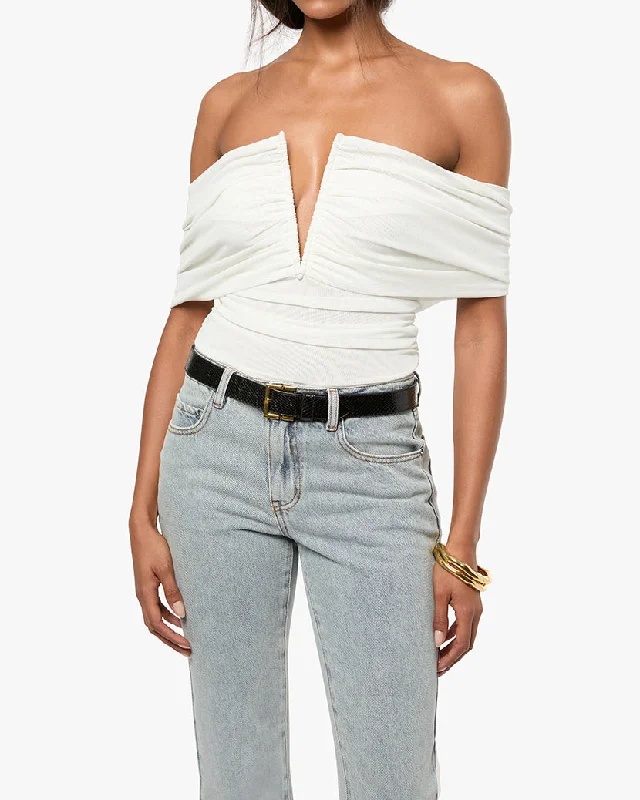 Ruched Off Shoulder Bodysuit