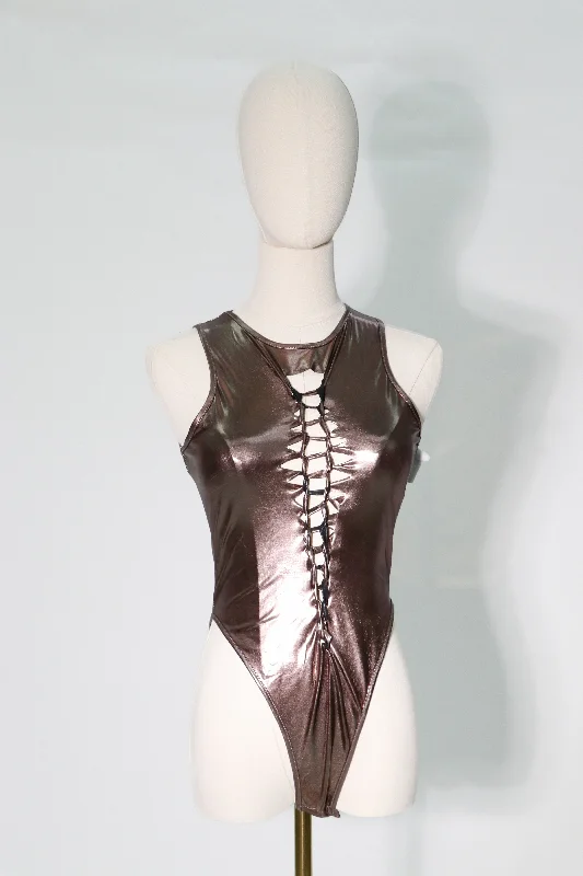 metallic brown bodysuit