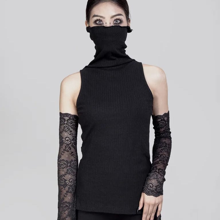 Women's Punk Ribbed Turtleneck Vest