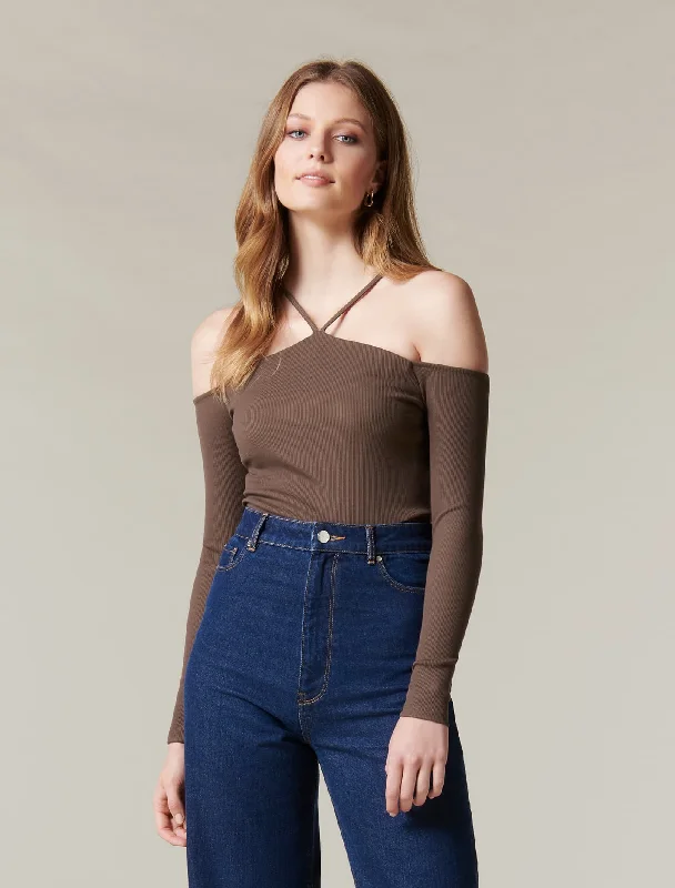 Calesta Cold Shoulder Halter Top