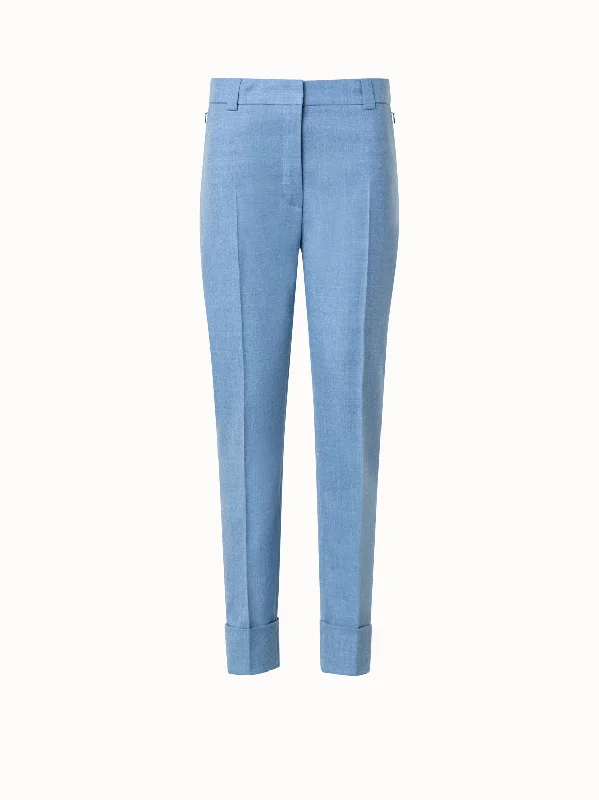 Tapered Wool Stretch Cropped Pants