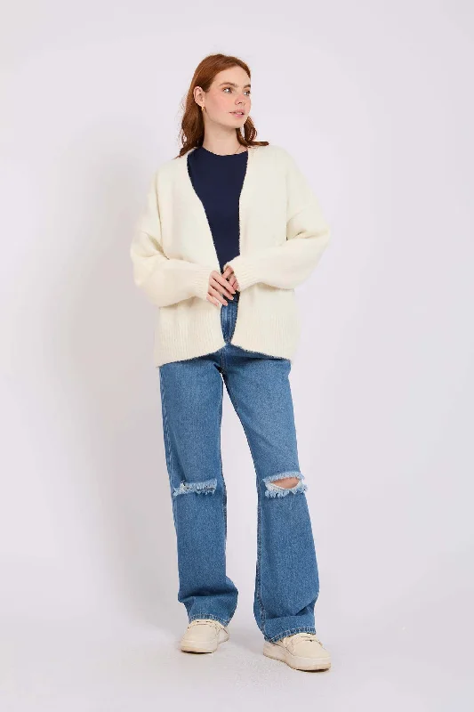 Women Short Loose Cardigan Off White