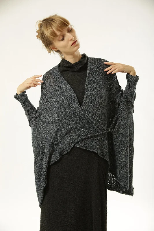 Weekend Offers That Please Oversized Sweater Navy Blue Pattern
