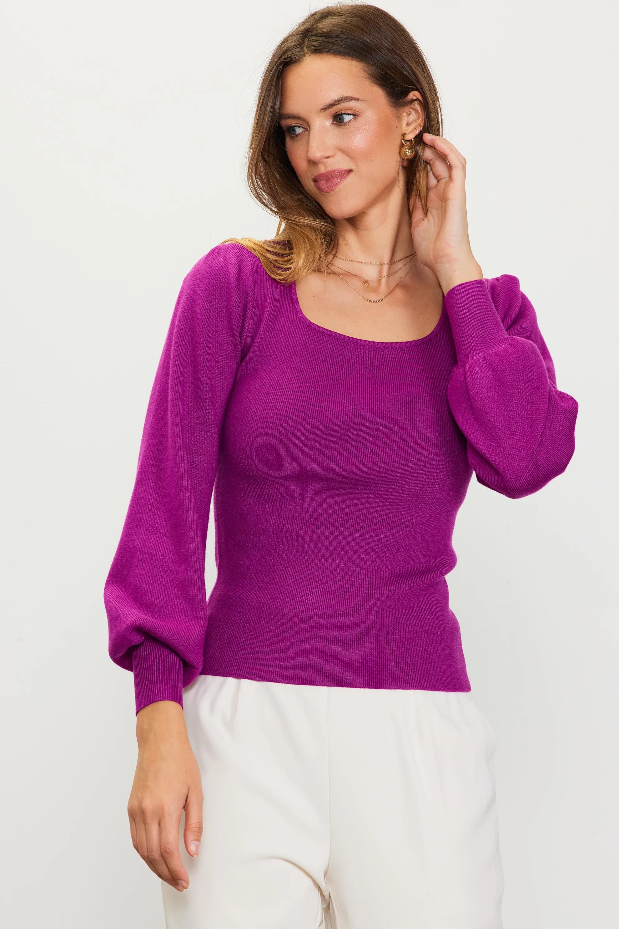 Shyanne Sweater Top - Magenta