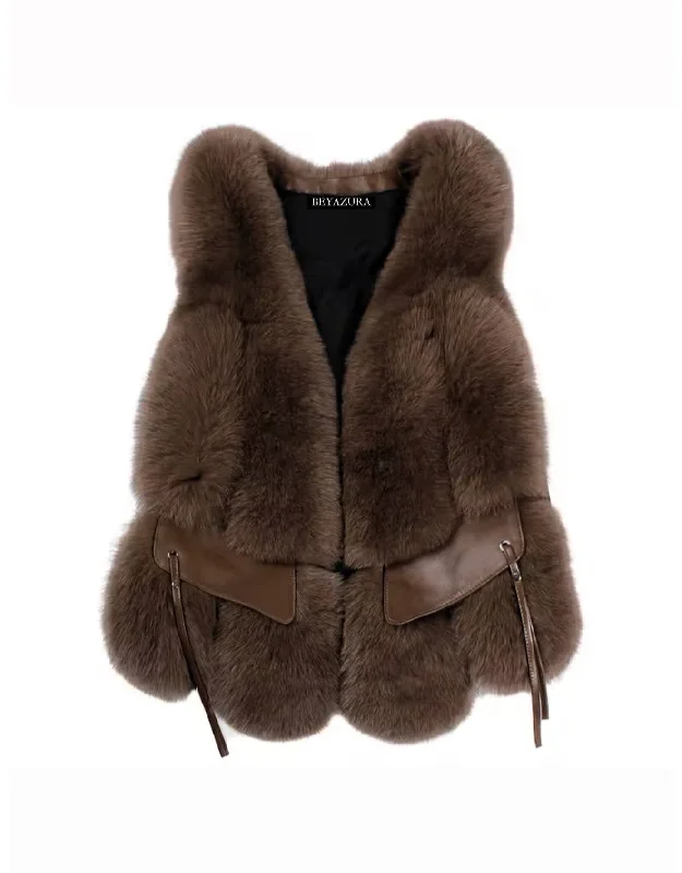 Genuine Fox Fur Sleeveless Waistcoat