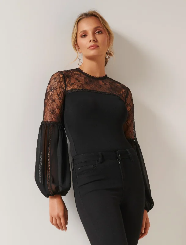 Tonaya Lace Yoke Blouson Bodysuit