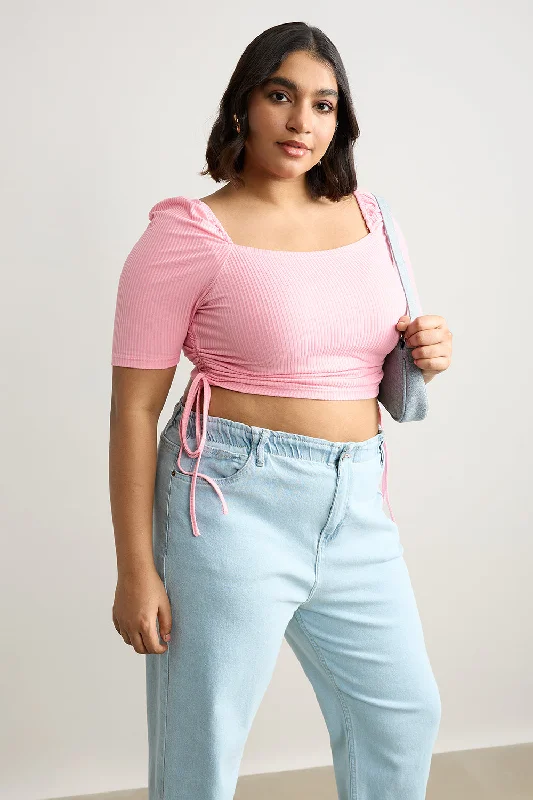 Ruched Pink Top