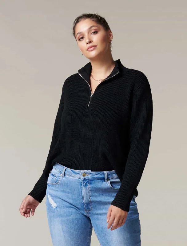 Laverne Curve Zip Front Knit Jumper