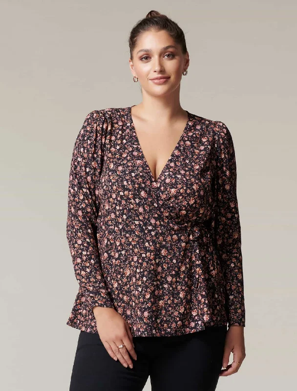 Priscilla Curve Puff Sleeve Wrap Top