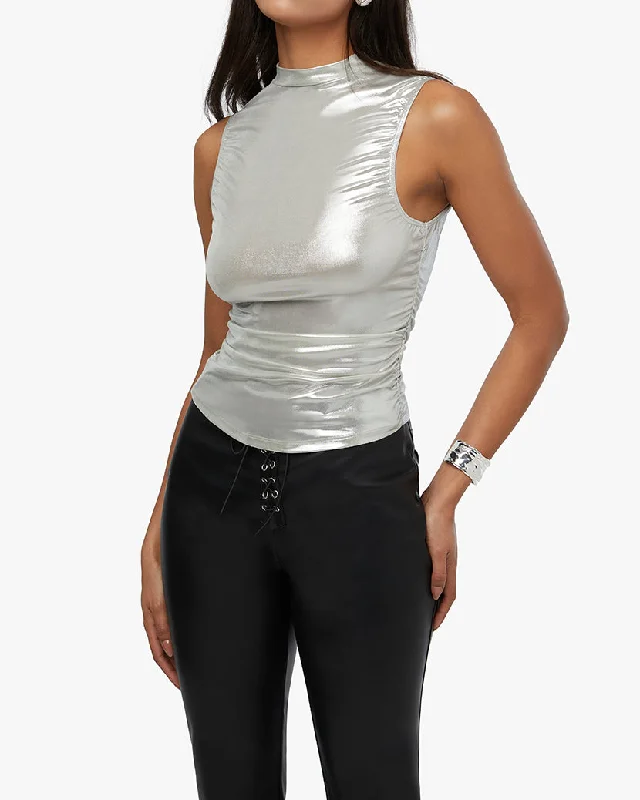 Ruched Turtleneck Top