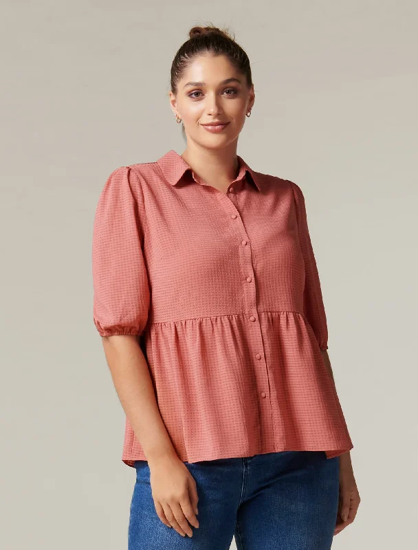 Angie Curve Textured Smock Shirt