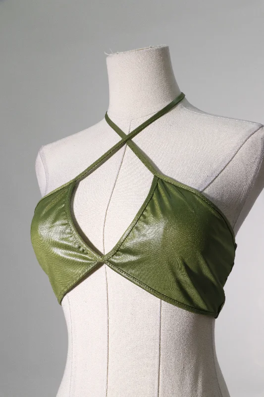 Olive leather top