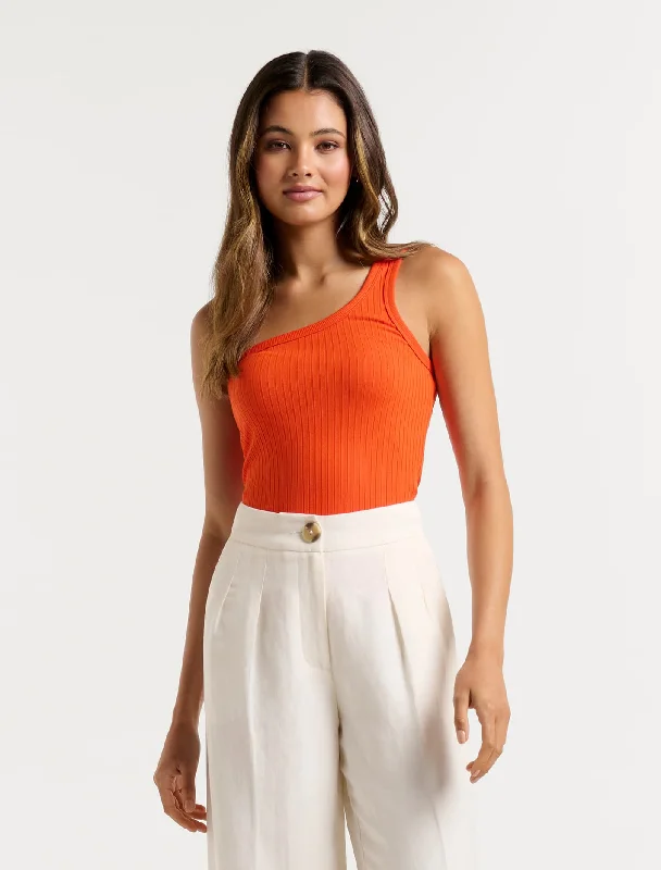 Jacinta Ribbed One Shoulder Top