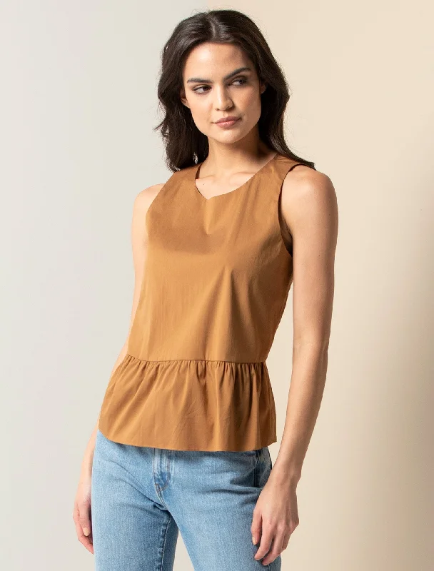 Poppy Poplin Tie Back Detail Tank