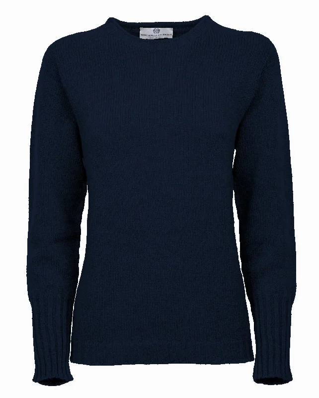 NEW FALL 24 - Women's Pure Cashmere Crew Neck Sweater Night Blue by Monticelli Cashmere