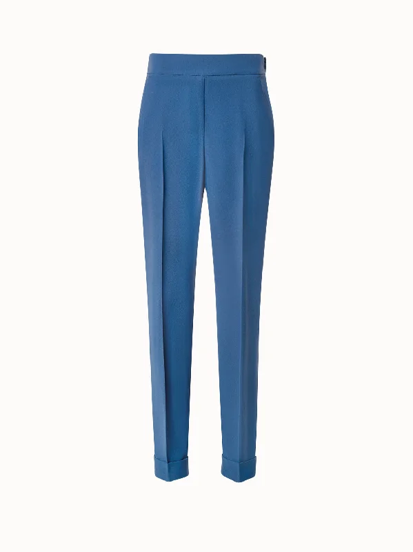 Tapered Crêpe Pants with Elastic Back