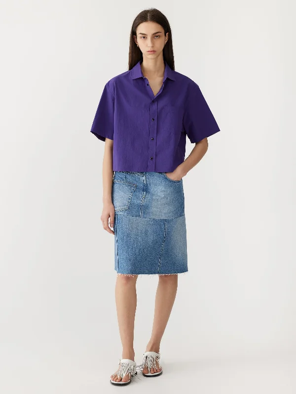 Crushed Cotton Cropped Shirt