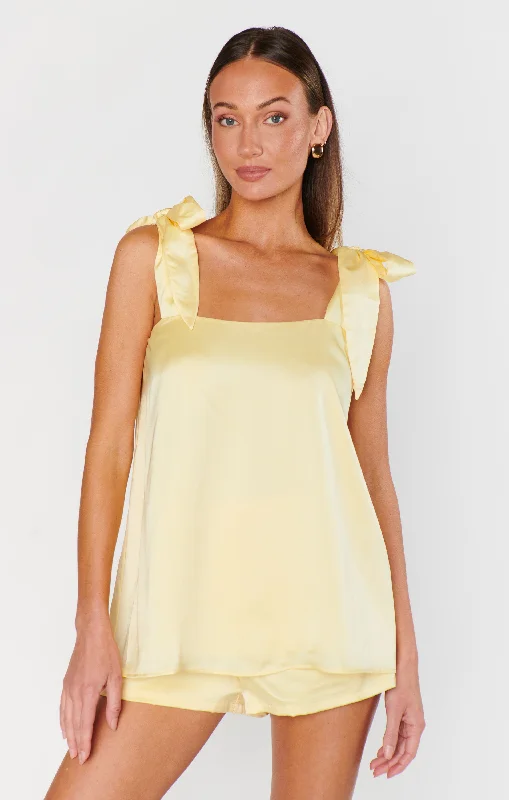 Makeup Tank ~ Pale Yellow Luxe Satin