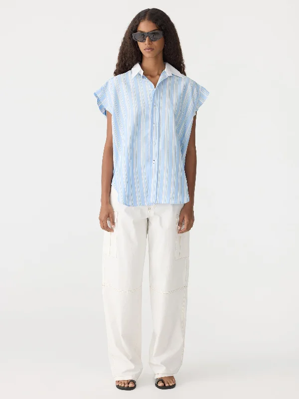 stripe scoop hem shirt