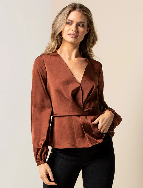 Grecia Pleat Front Wrap Blouse