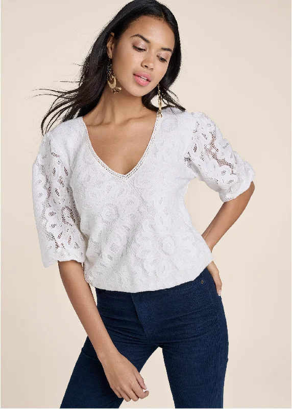 Lace Tie-Back Top - Off White