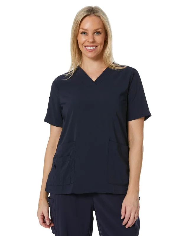 Avery Womens Easy Fit V Neck Scrub Top - Midnight Navy