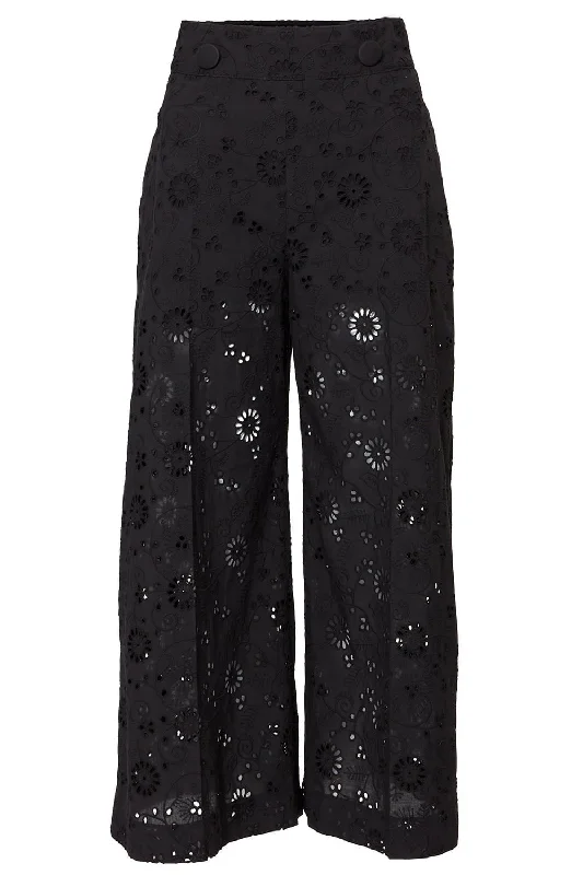 Wide Leg Eyelet Pant