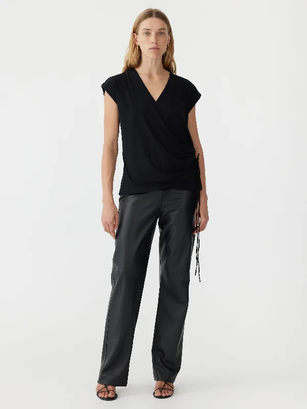 Ruched Jersey Wrap Top