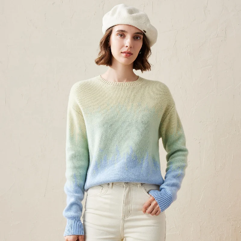 Weekend Savings Sensation 100% Cashmere Ombre Gradient Color Knit Sweater