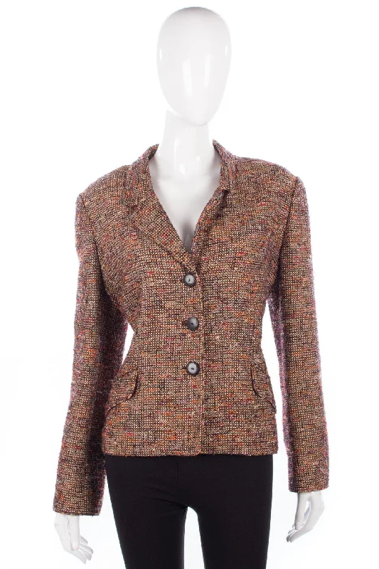 Caroline Charles Cotton Mix Jacket Orange and Brown Size 16