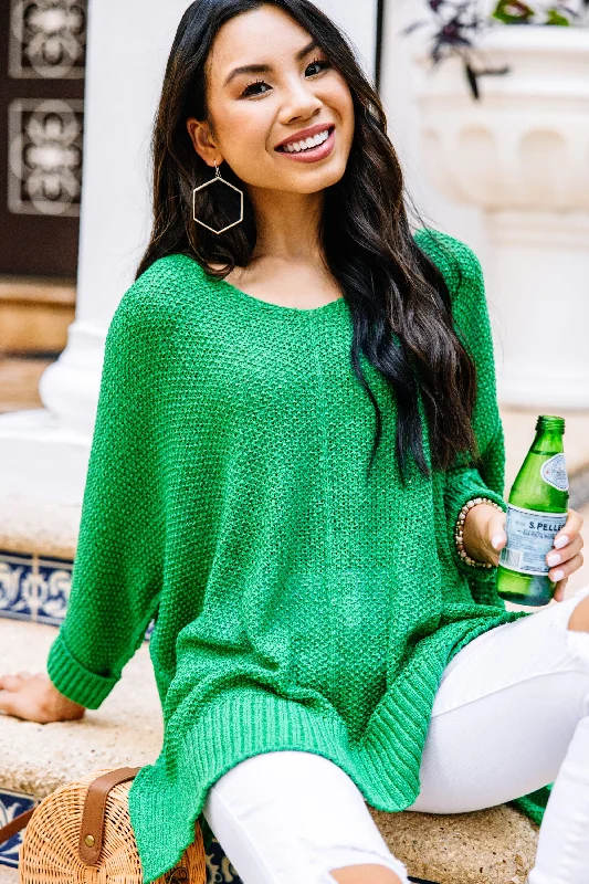 Don't Waste A Moment Kelly Green Oversized Sweater