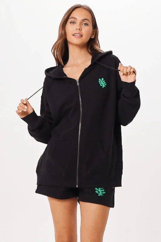 Black Tulum Jet Setter Surf Wash Zip Up