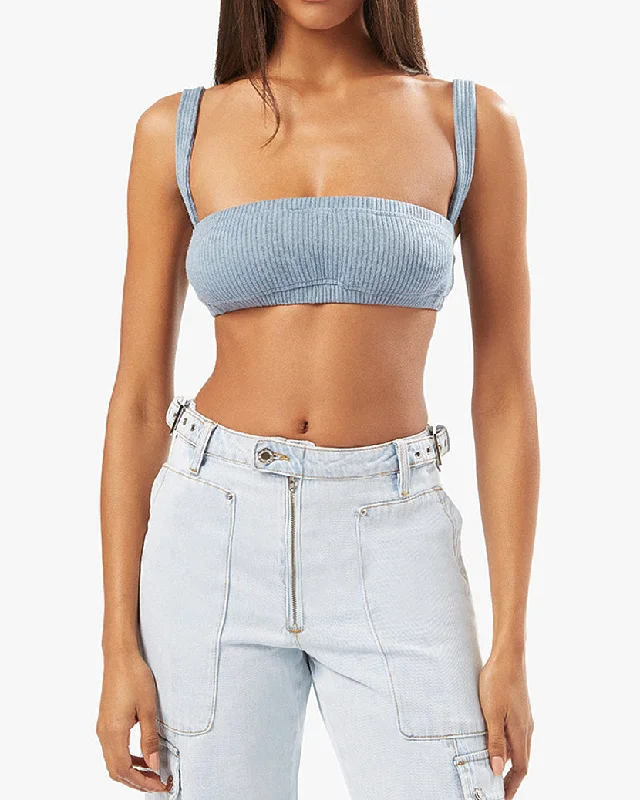 Tie Halter Wide Rib Bra Top